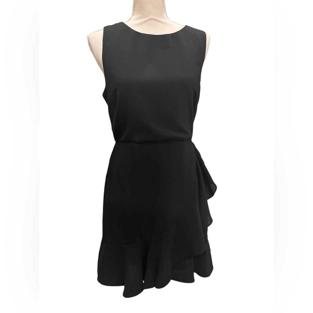 Everly Black Sleeveless Ruffle Hem Cocktail Dress Size Medium - Picture 2 of 7